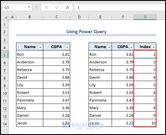 Using Power Query for Serial Number in Excel