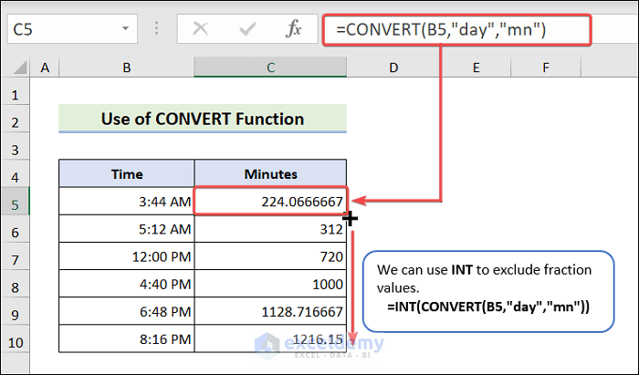 Time Conversion into Minutes using CONVERT Function
