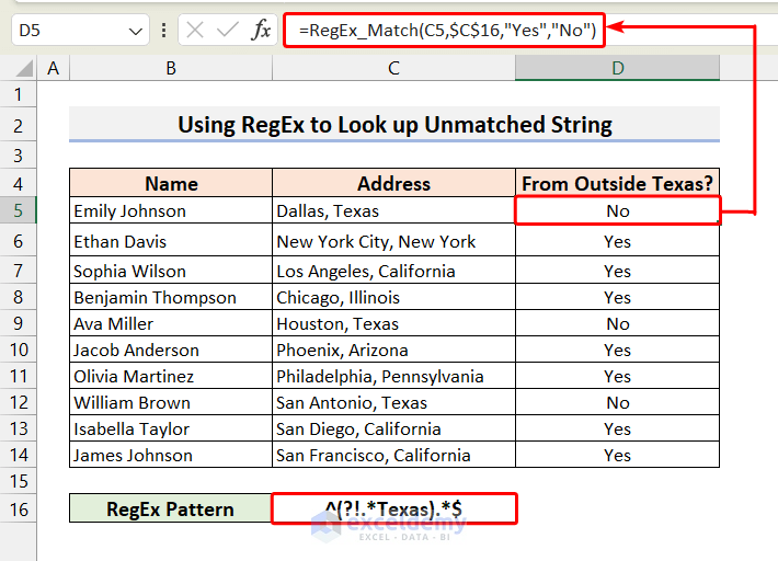 Using RegEx to Look up Unmatched String