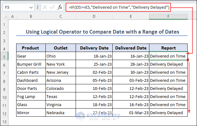 Using logical operator to combine date with a range of dates