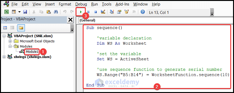 Running Code in VBA Macro Editor