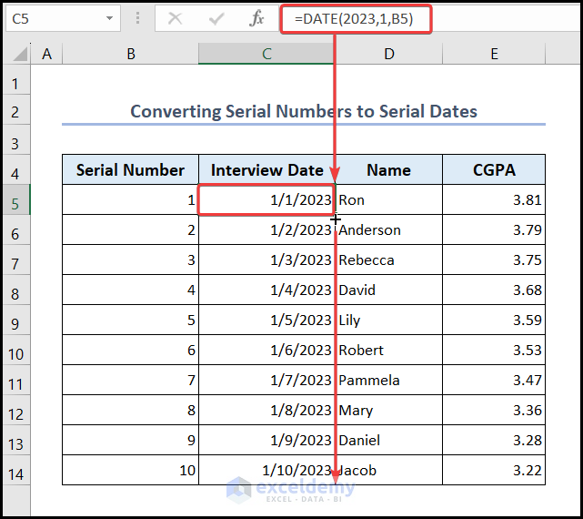 Converting Serial Numbers to Serial Dates in Excel