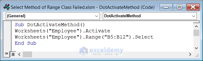 Corrected Code with Activate Method to Resolve Run Time Error 1004