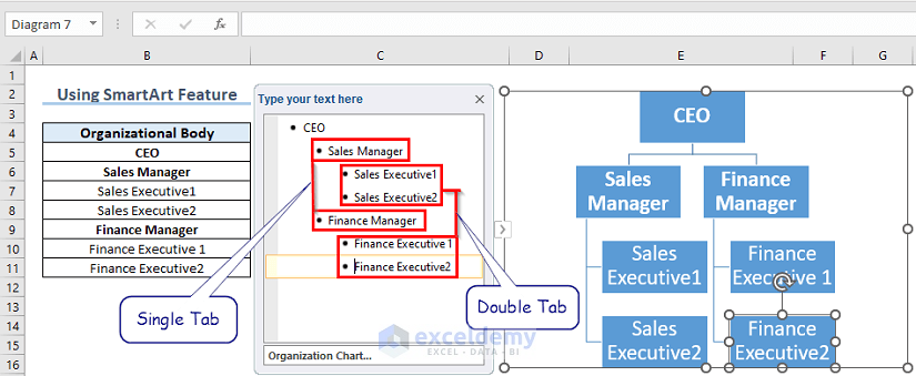 Creating Hierarchy in Excel
