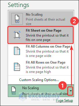 Print sheet on one page