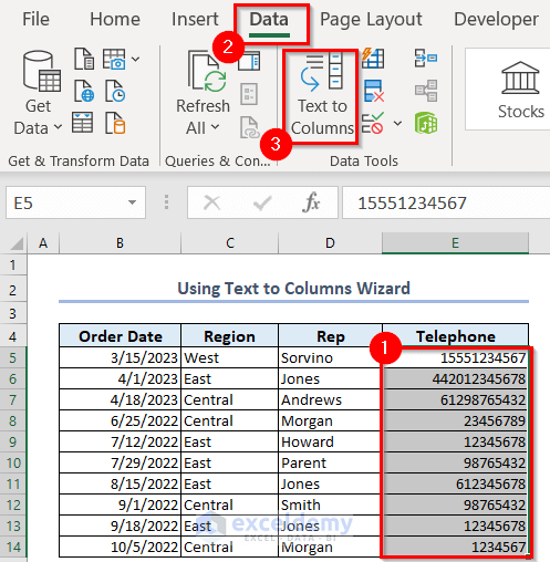 Using Text to Columns wizard