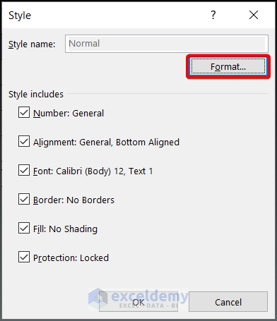 select Format option to change excel fonts