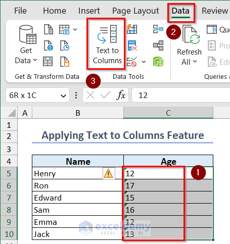 Applying Text to Columns Feature to convert to number in Excel