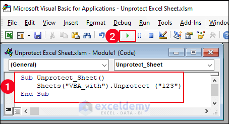 7-Inserting VBA code to unprotect sheet
