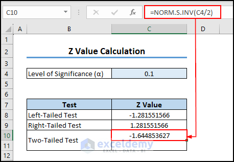 7- calculating the first value of Z critical value for a two-tailed test