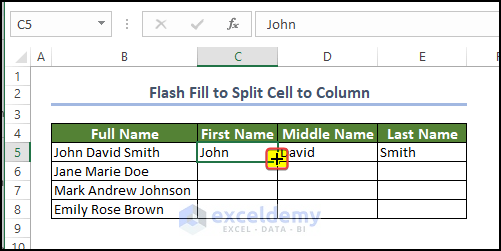 Flash Fil icon in the corner of the cell