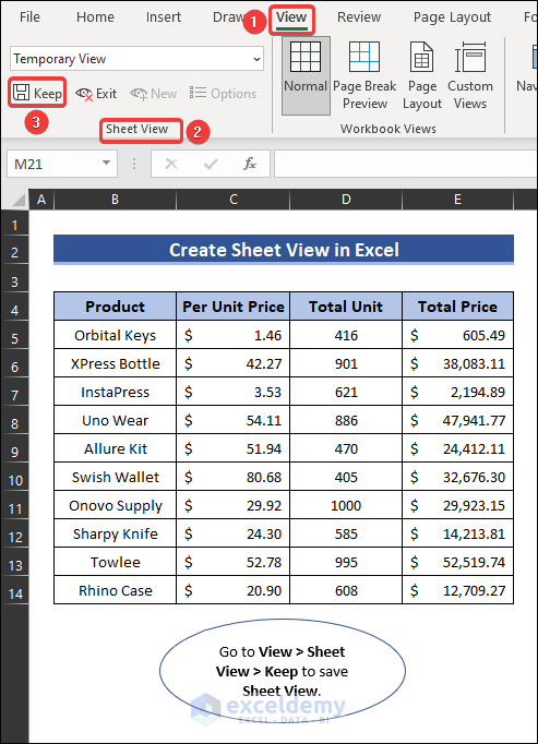 Save Sheet View in Excel