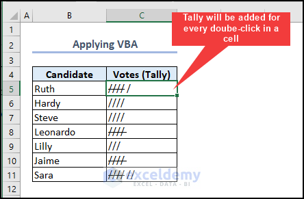 Tally in Excel cell