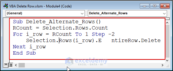 VBA Code to Delete Alternate Rows