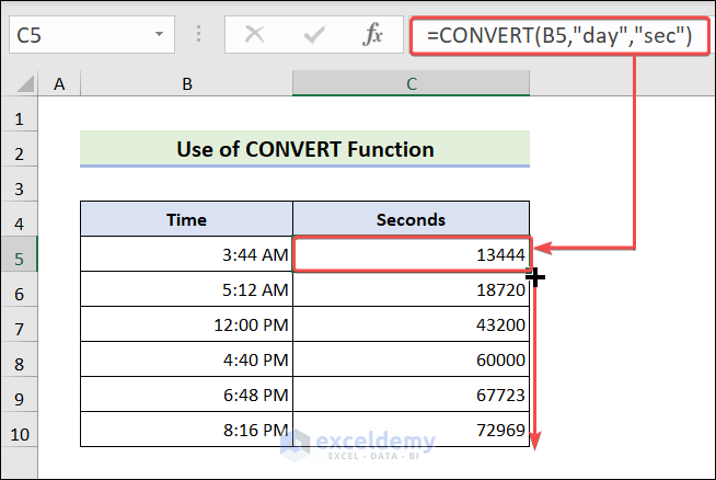 Time Conversion into Seconds using CONVERT Function