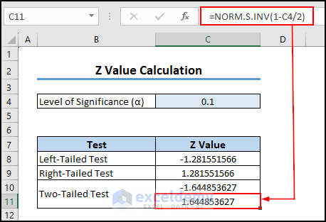 8- calculating the second value of Z critical value for a two-tailed test