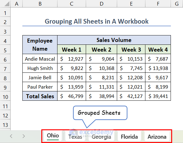 Grouped Sheets