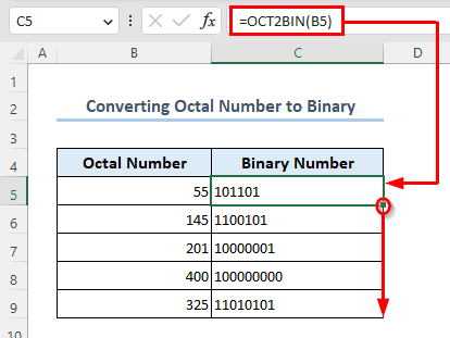Octal to binary conversion