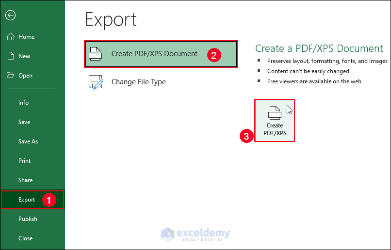 9-Selection of the Create PDF or XPS option