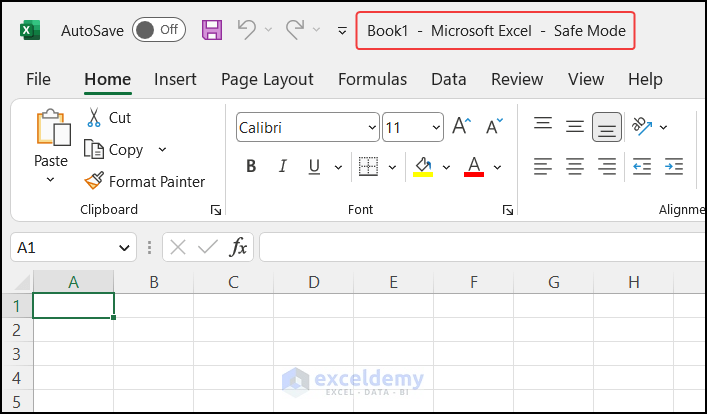 overview image of Excel safe mode
