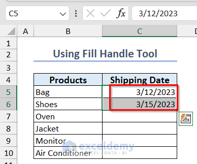 Creating Date Sequence in Excel using Fill Handle tool