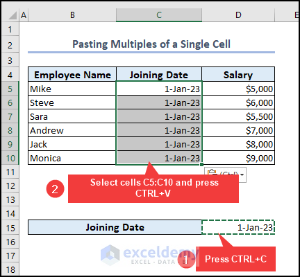 Copying and Pasting Multiples of a Single Cell in Excel