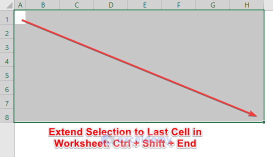 Keyboard Shortcut to Extend Selection to Last Cell in Worksheet