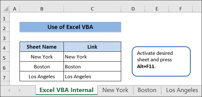 Activate sheet and Open VBE