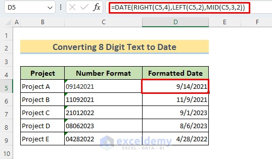 Converting 8 Digit Text Date to Short Date