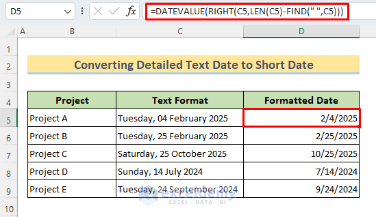 Converting Text Date with Day to Short Date