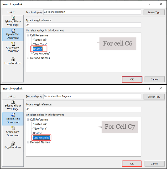 Edit Hyperlink window to other sheets