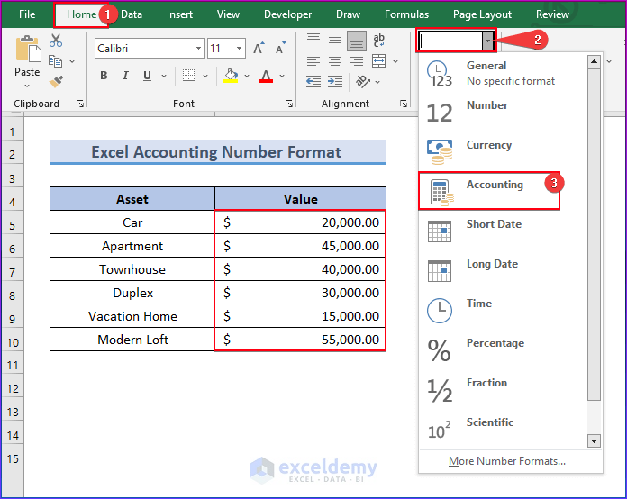 Excel Accounting Number Format