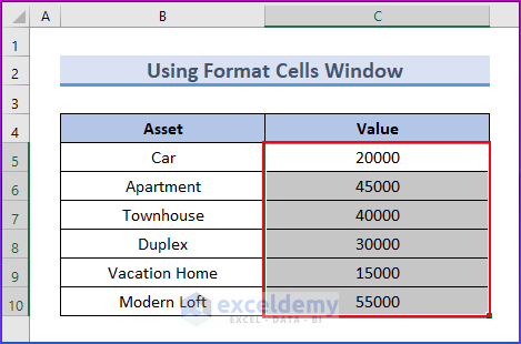 Open the Format Cells window 