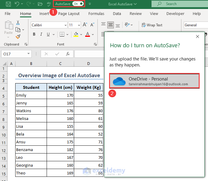 an overview image of Excel autosave