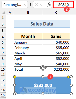 Linking with a shape using the Excel Formula Bar