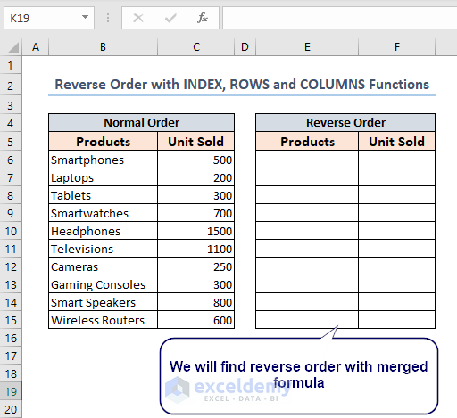 adding a new table to find reverse order
