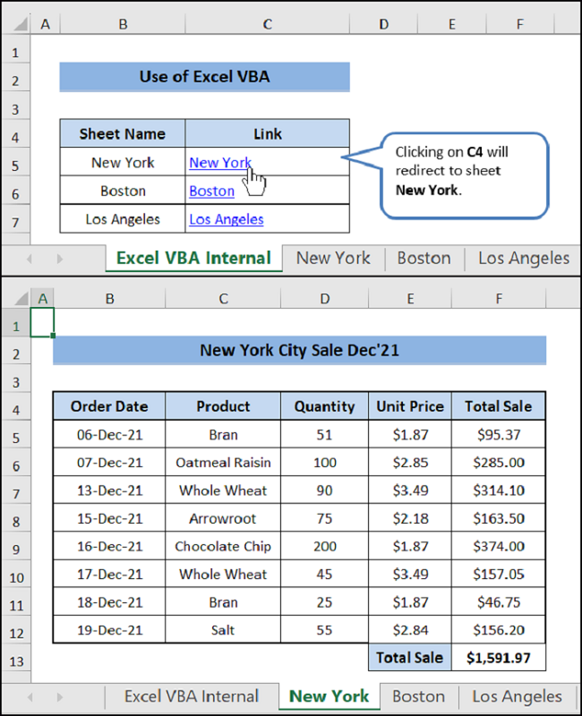 Excel VBA can Link sheets within same workbook