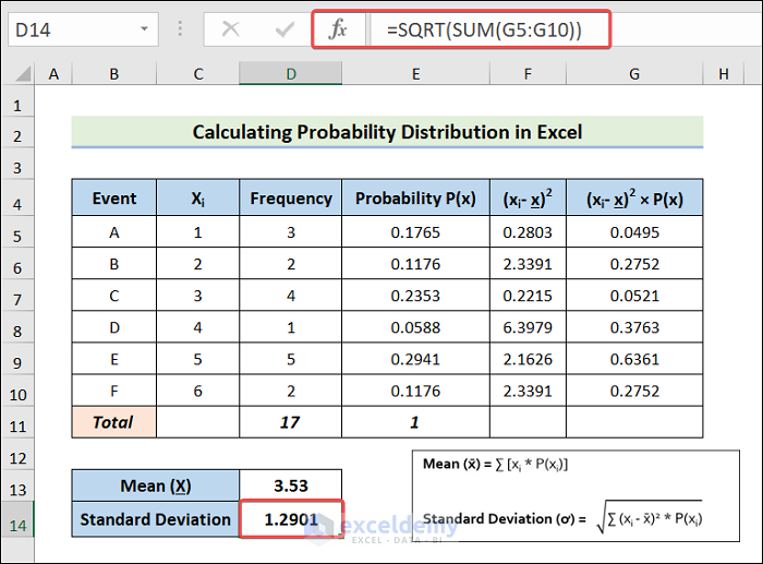 Find Standard Deviation Probability Distribution