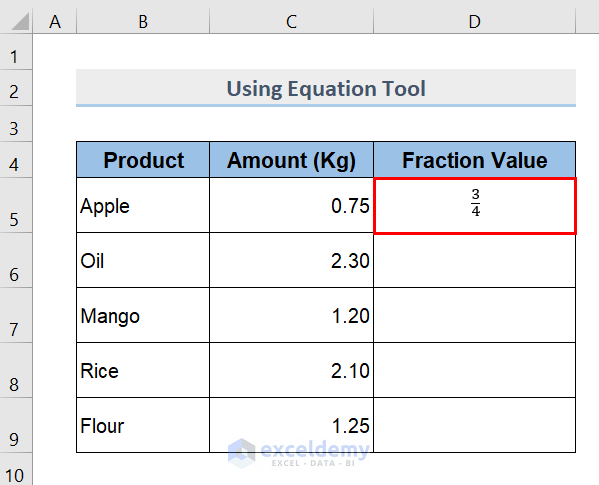 Using Equation Tool