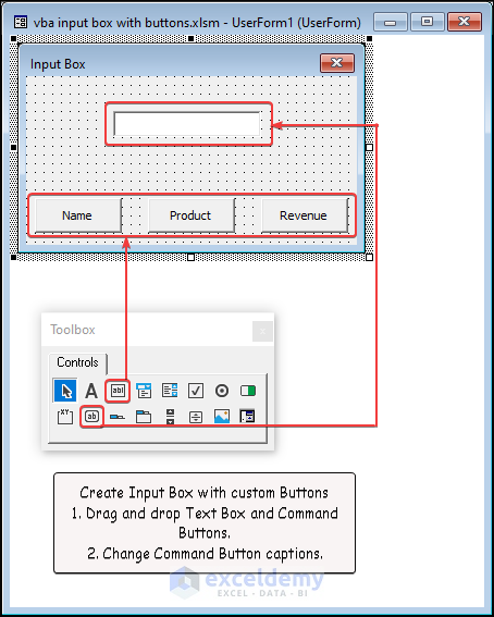 How to create Input Box with custom buttons 