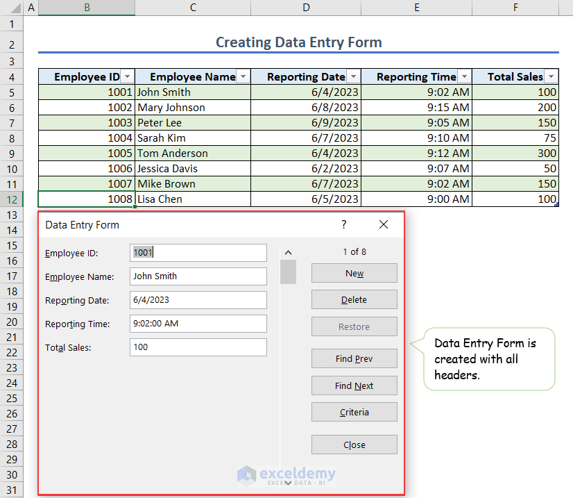 Image51-Data Entry form is created