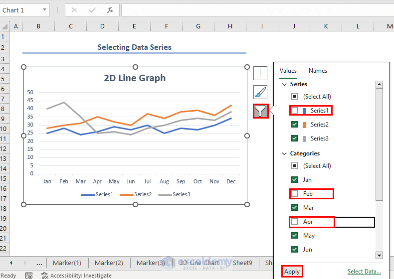 selecting the data series