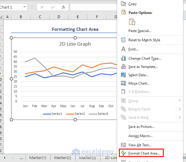 steps for format chart area