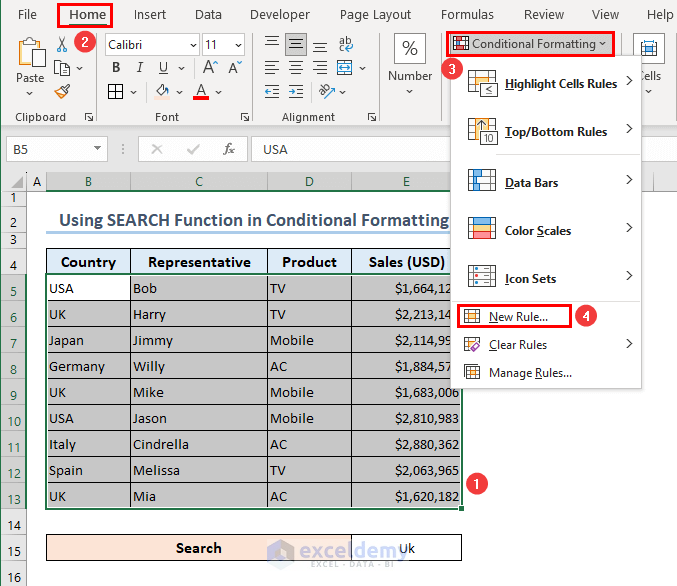 getting the Conditional formatting tool.