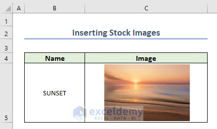 Sunset Picture Inserted from Stock Images