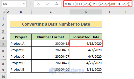 Using Formula to Convert 8 Digit Number (YYYYMMDD) to Date