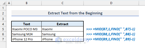 Use of Excel FIND function