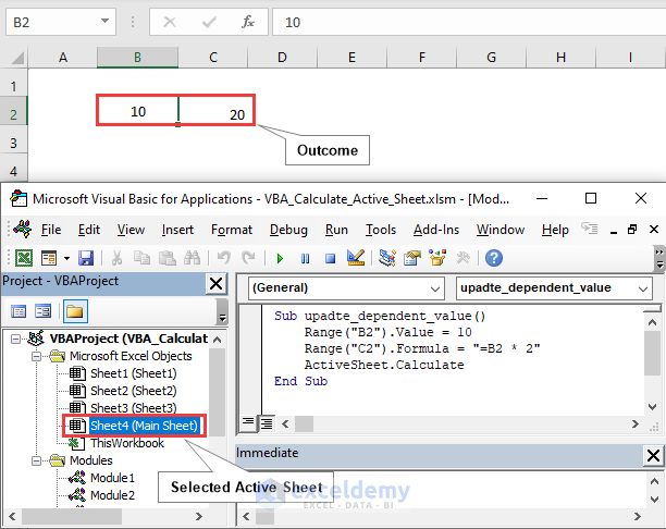 An overview image of VBA Calculate Active Sheet