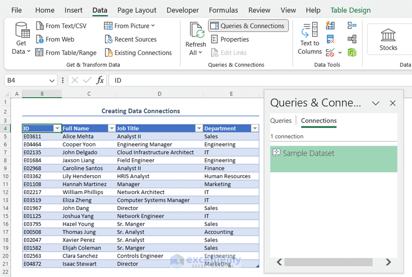 Excel Data Connections