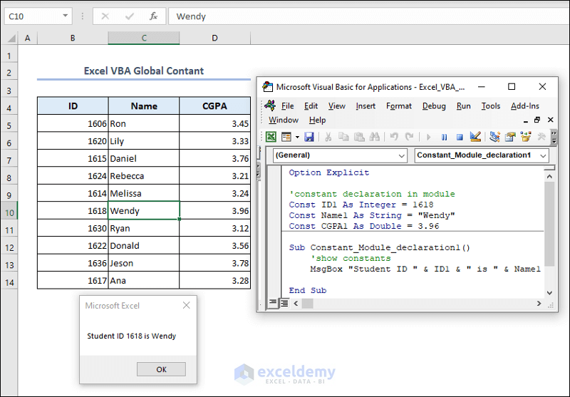 Excel VBA Global Constant